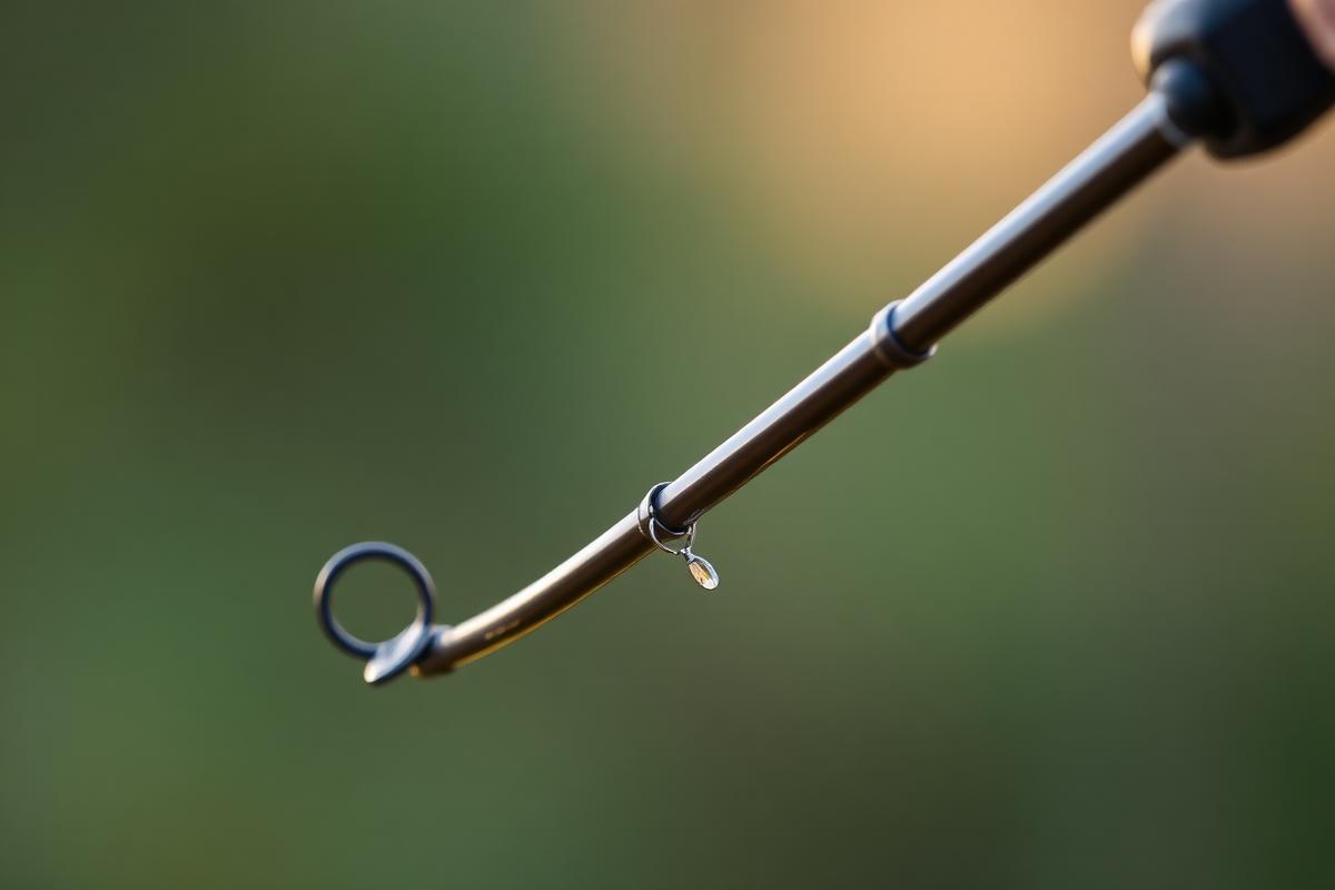 Zginający się szczyt wędki spinningowej w zbliżeniu